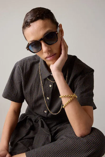 APRIL SHIRT | BROWN & BLACK GINGHAM sold by Caron Callahan