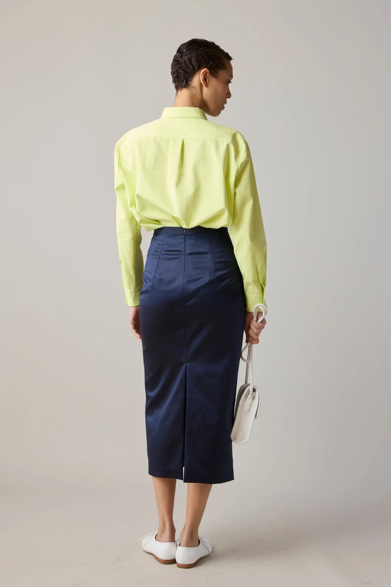 LILA SKIRT | NAVY SATIN sold by Caron Callahan product image thumbnail 4