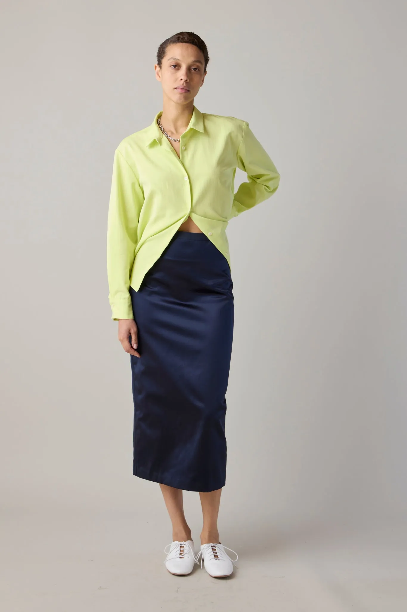 LILA SKIRT | NAVY SATIN sold by Caron Callahan product image thumbnail 3