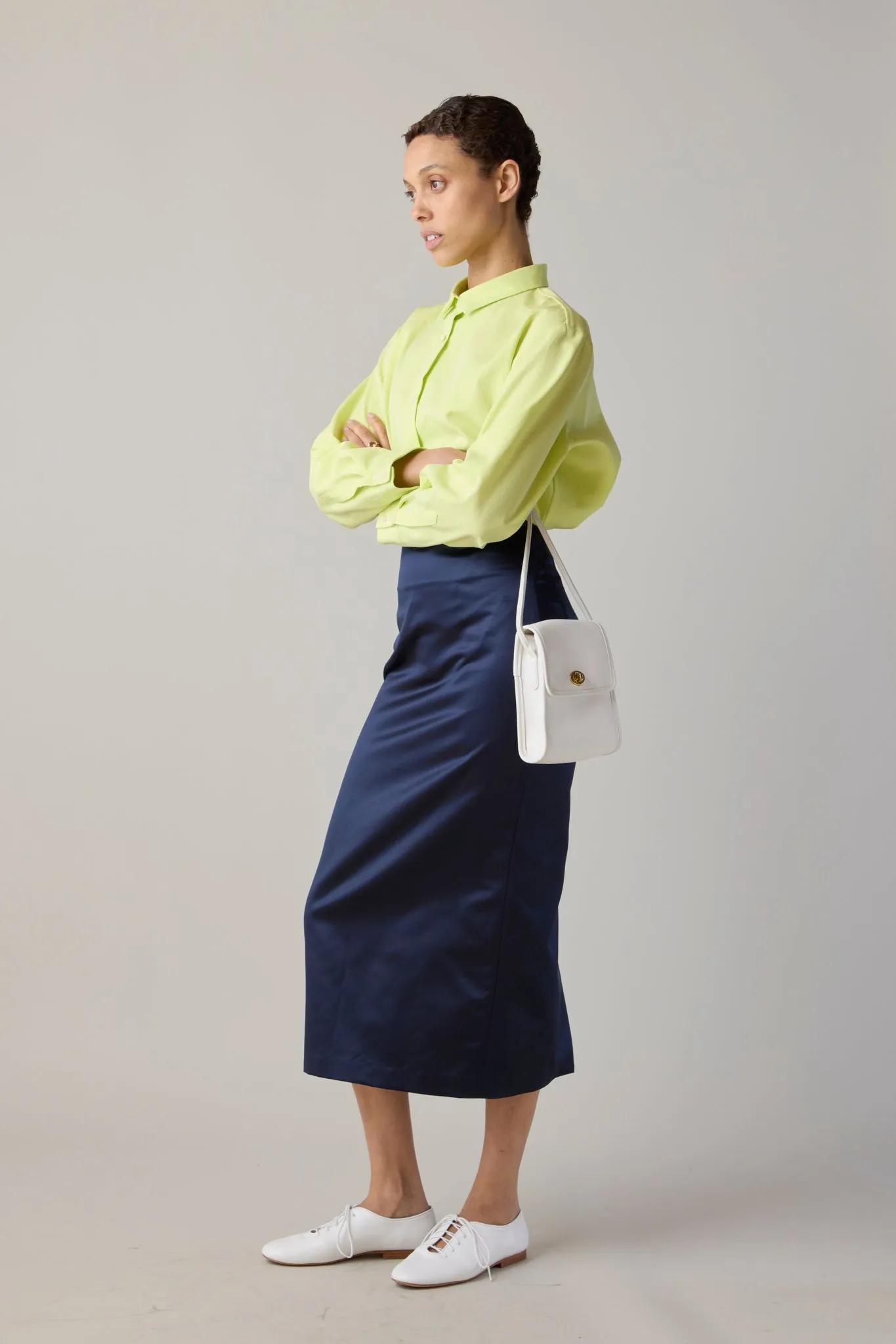 LILA SKIRT | NAVY SATIN sold by Caron Callahan product image thumbnail 2