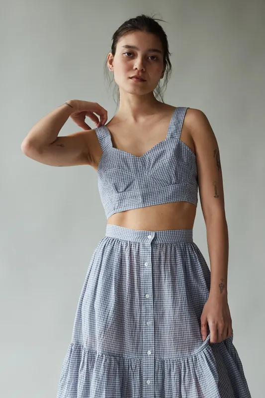 VIVIAN BRALETTE | BLUE GINGHAM VOILE made by Caron Callahan