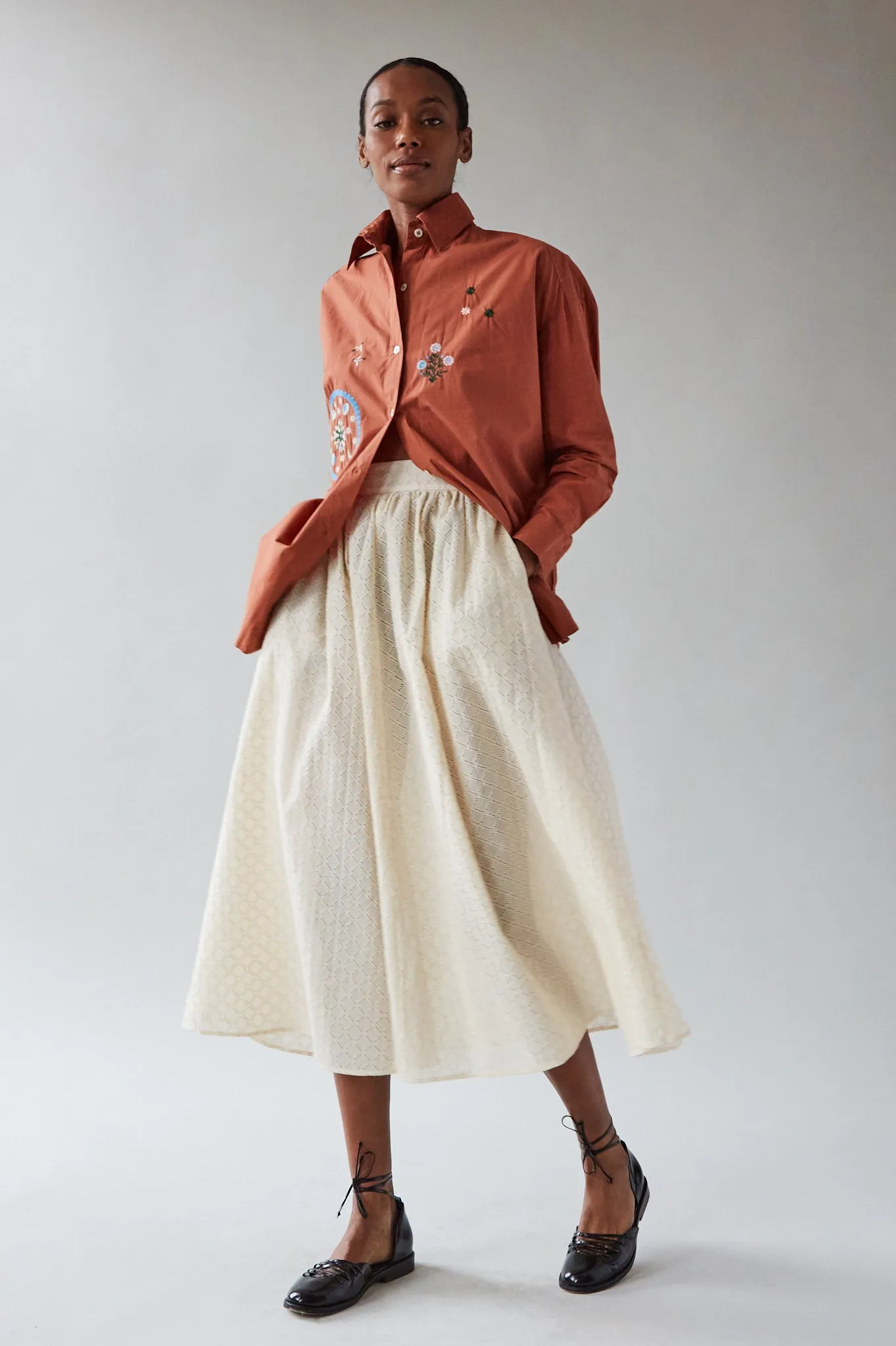 RITA SKIRT | NATURAL EYELET VOILE sold by Caron Callahan product image thumbnail 4