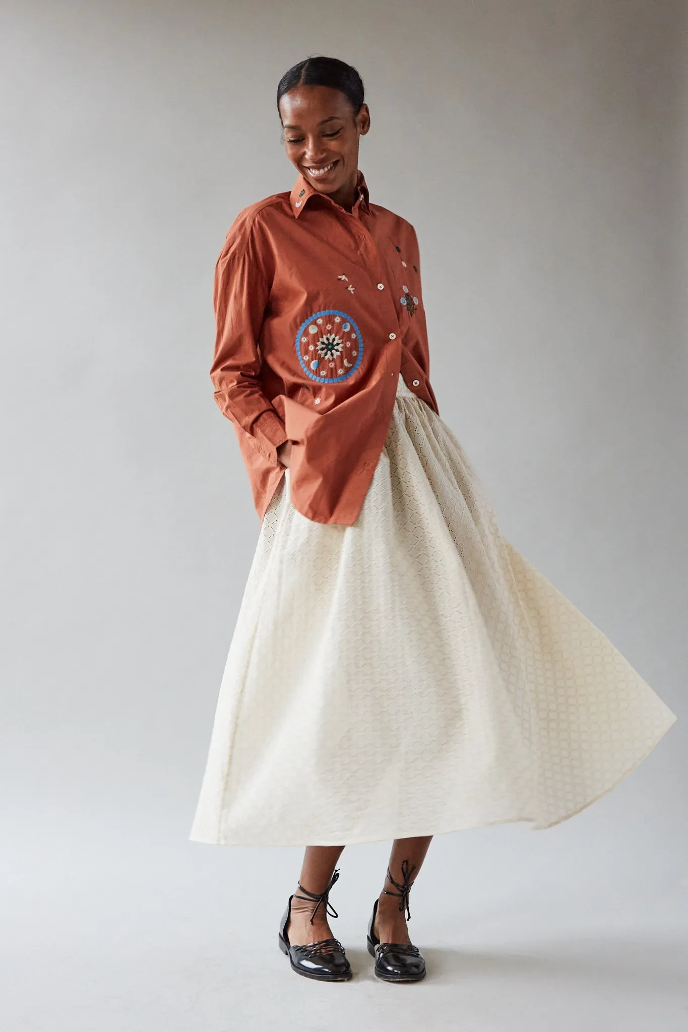 RITA SKIRT | NATURAL EYELET VOILE sold by Caron Callahan product image thumbnail 2