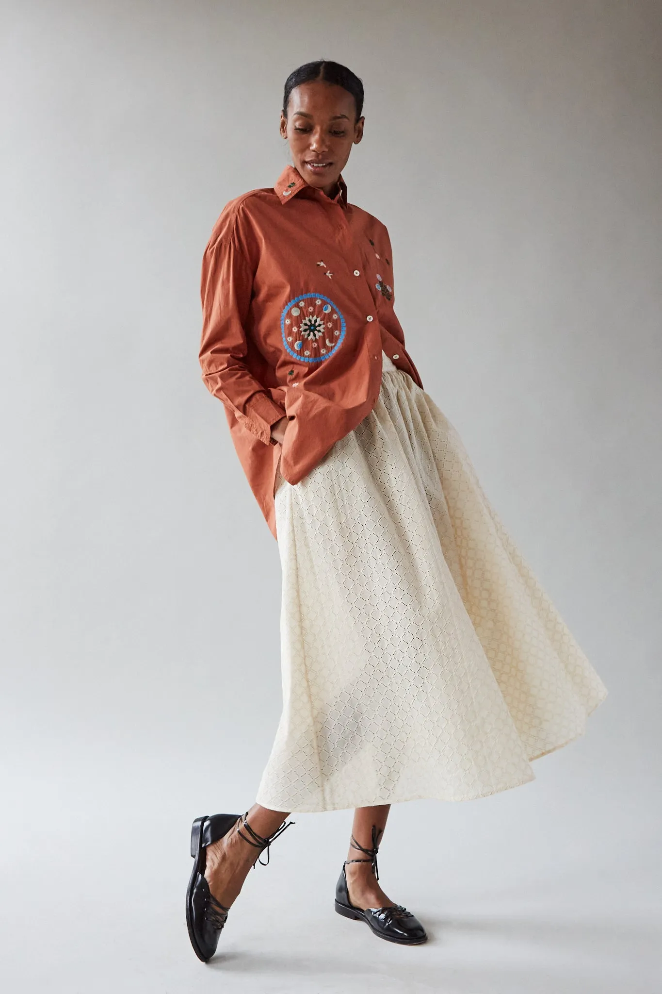 RITA SKIRT | NATURAL EYELET VOILE sold by Caron Callahan product image thumbnail 3