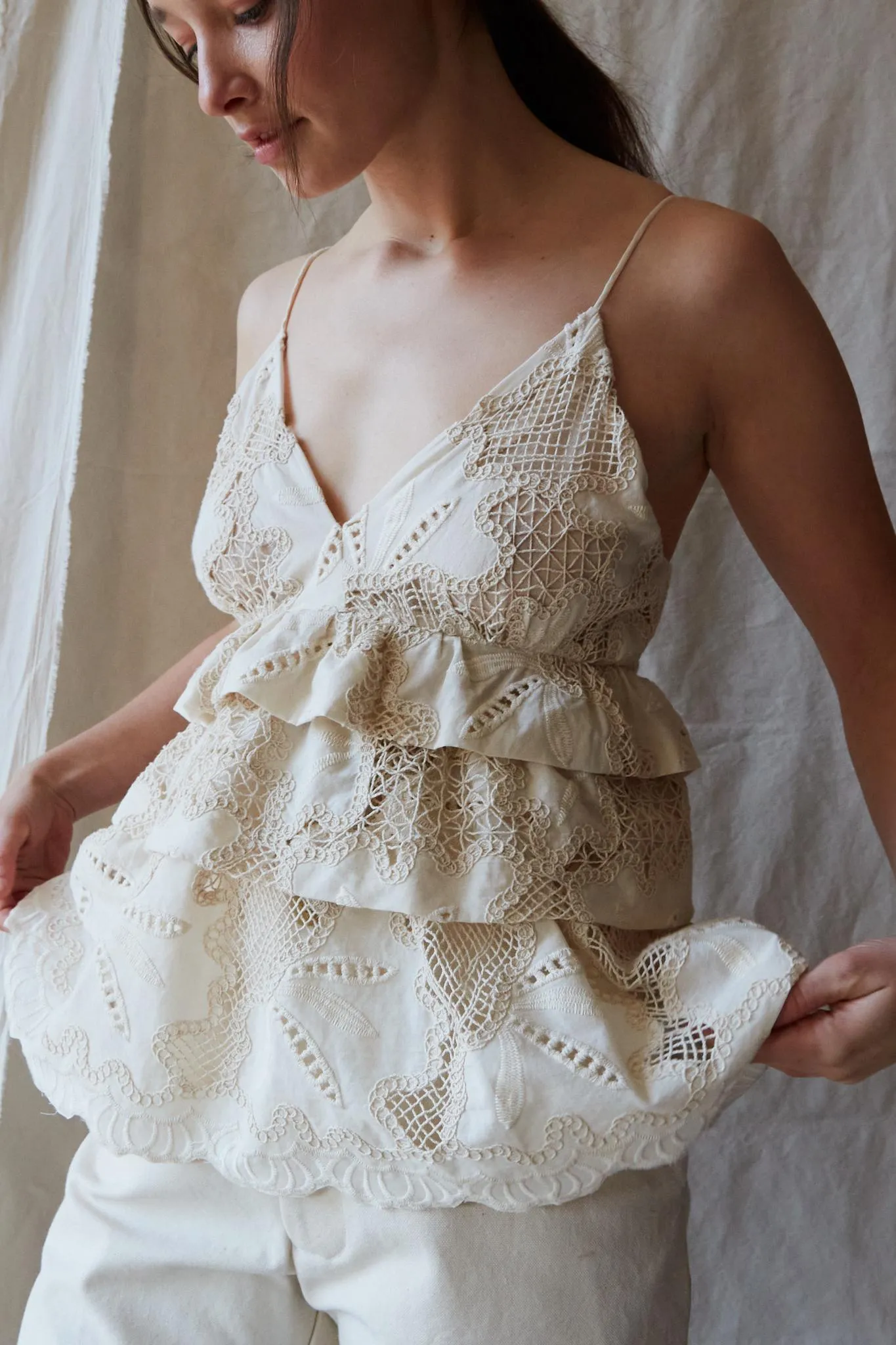 RENZO TOP | EYELET FLORAL LATTICE sold by Caron Callahan