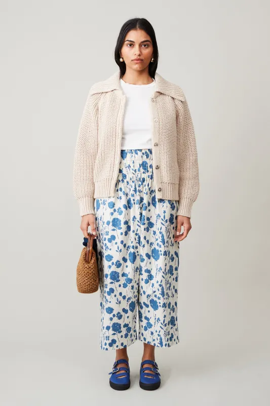 NORA PANT | BLUE FLOATING FLORAL LINEN made by Caron Callahan