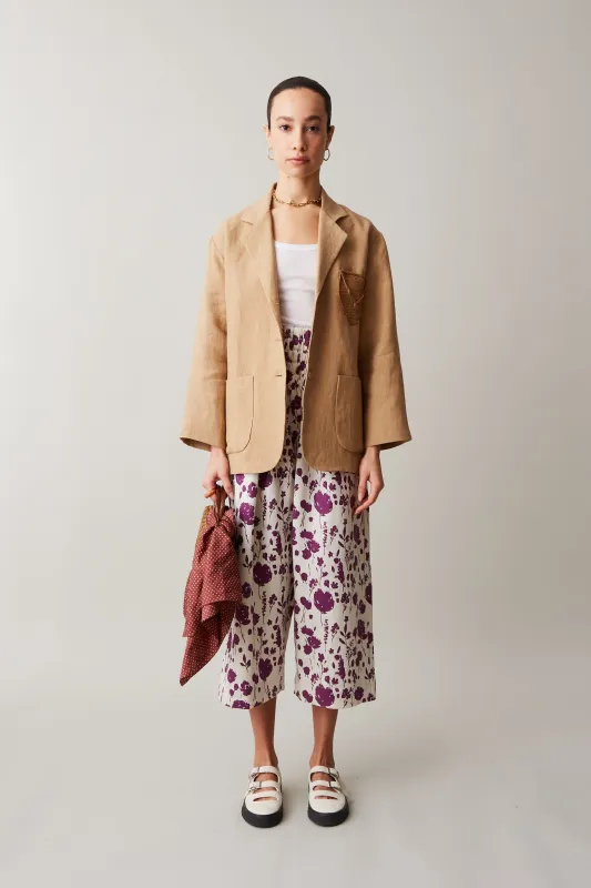 NORA PANT | PLUM FLOATING FLORAL LINEN made by Caron Callahan