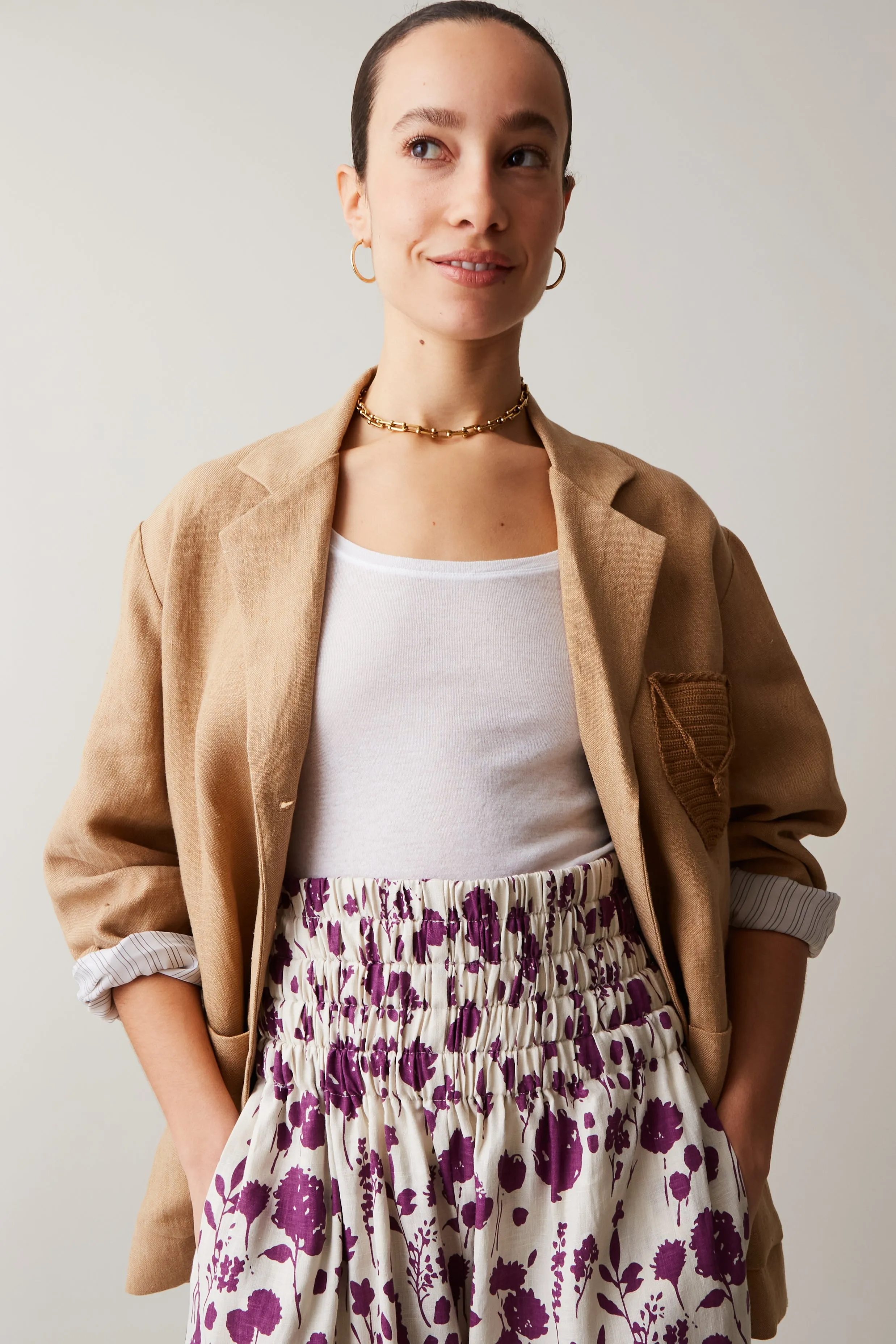 NORA PANT | PLUM FLOATING FLORAL LINEN sold by Caron Callahan product image thumbnail 3