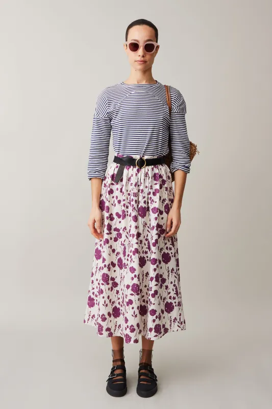 RITA SKIRT | PLUM FLOATING FLORAL LINEN made by Caron Callahan