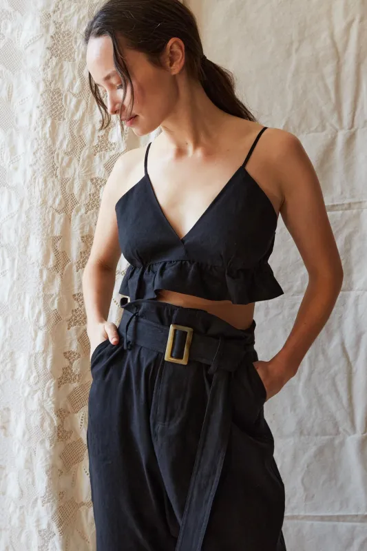 RENEE BRALETTE | BLACK COTTON LINEN made by Caron Callahan