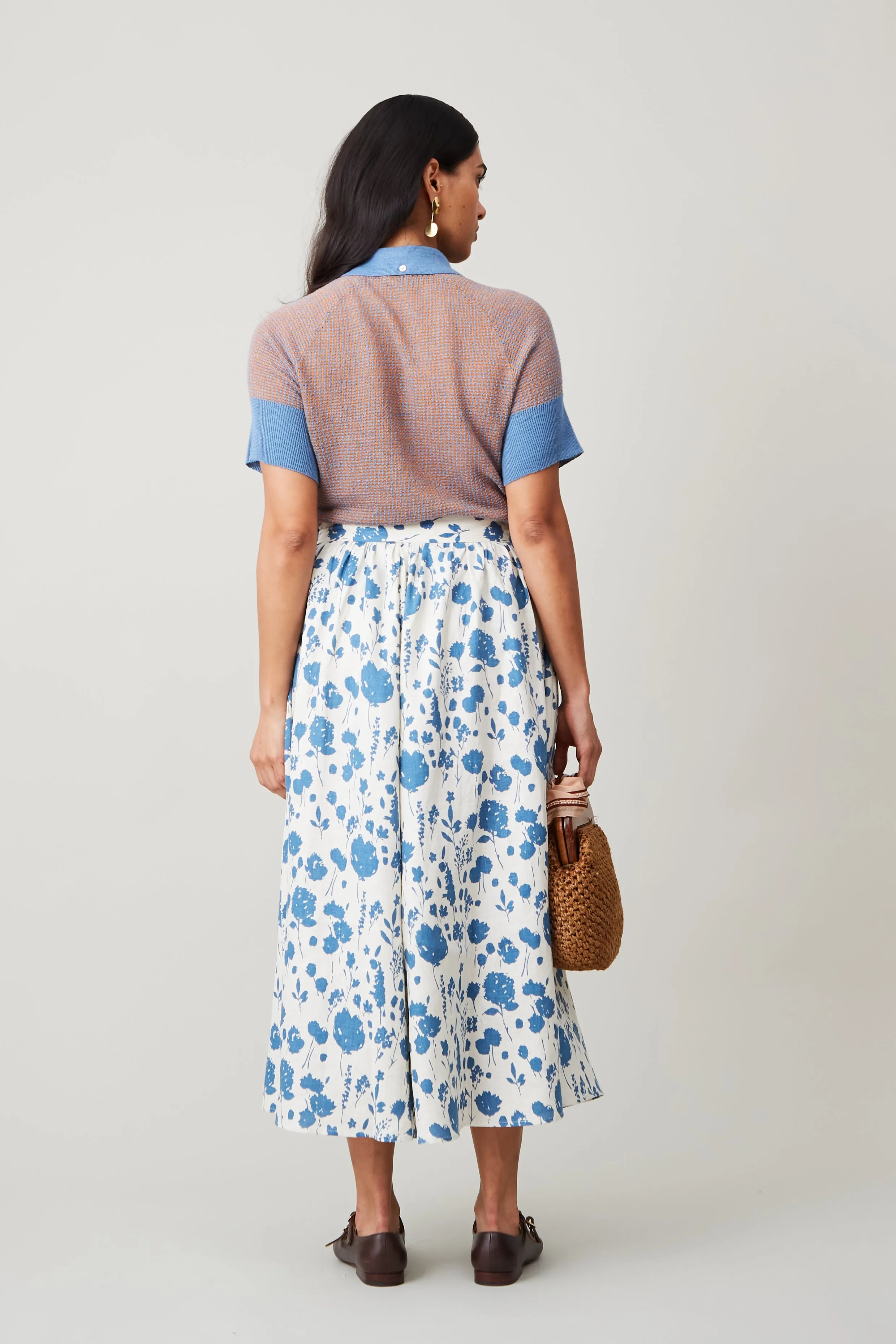RITA SKIRT | BLUE FLOATING FLORAL LINEN sold by Caron Callahan product image thumbnail 4