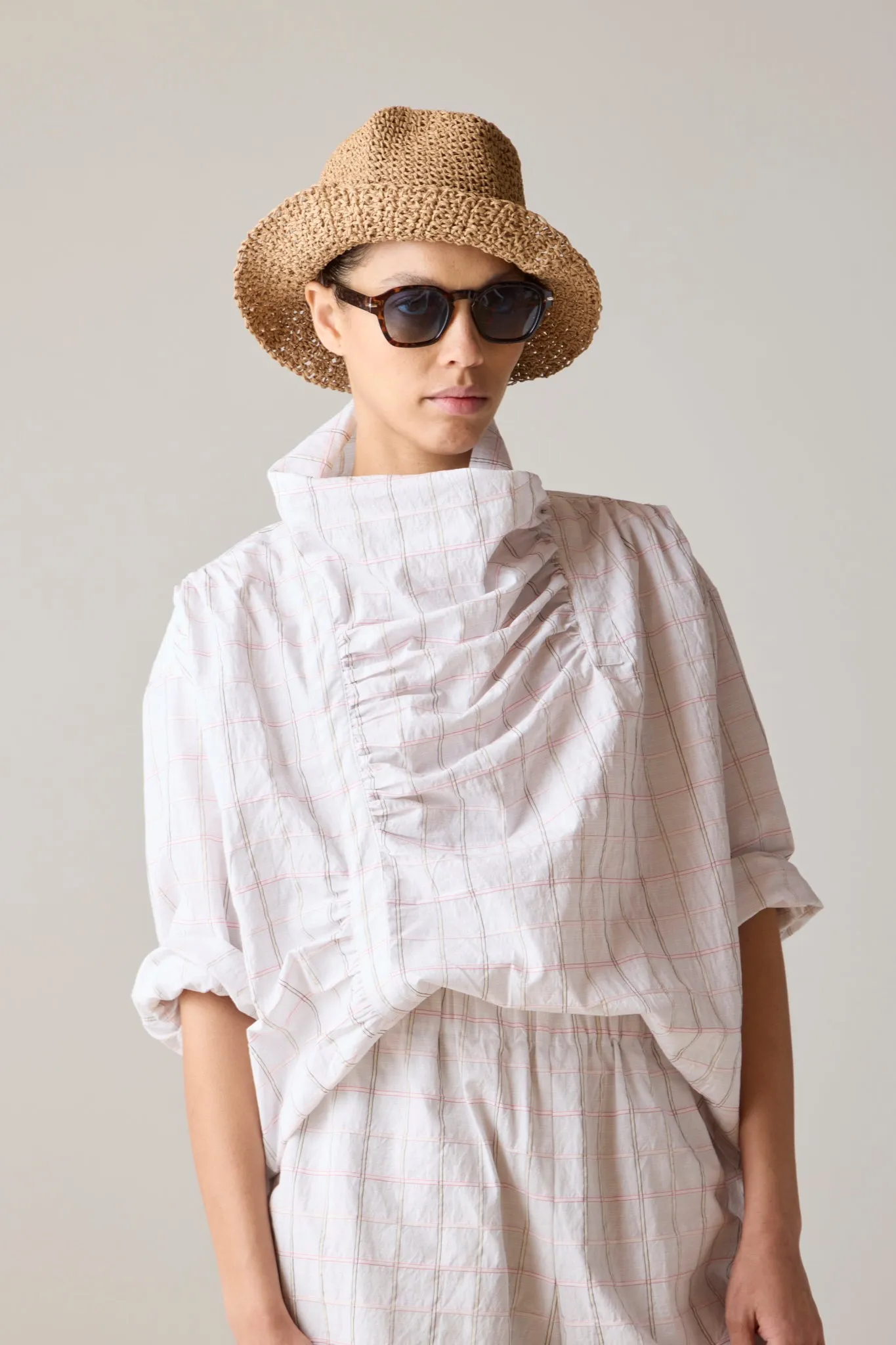 RHONDA TOP | WHITE WINDOWPANE sold by Caron Callahan product image thumbnail 3