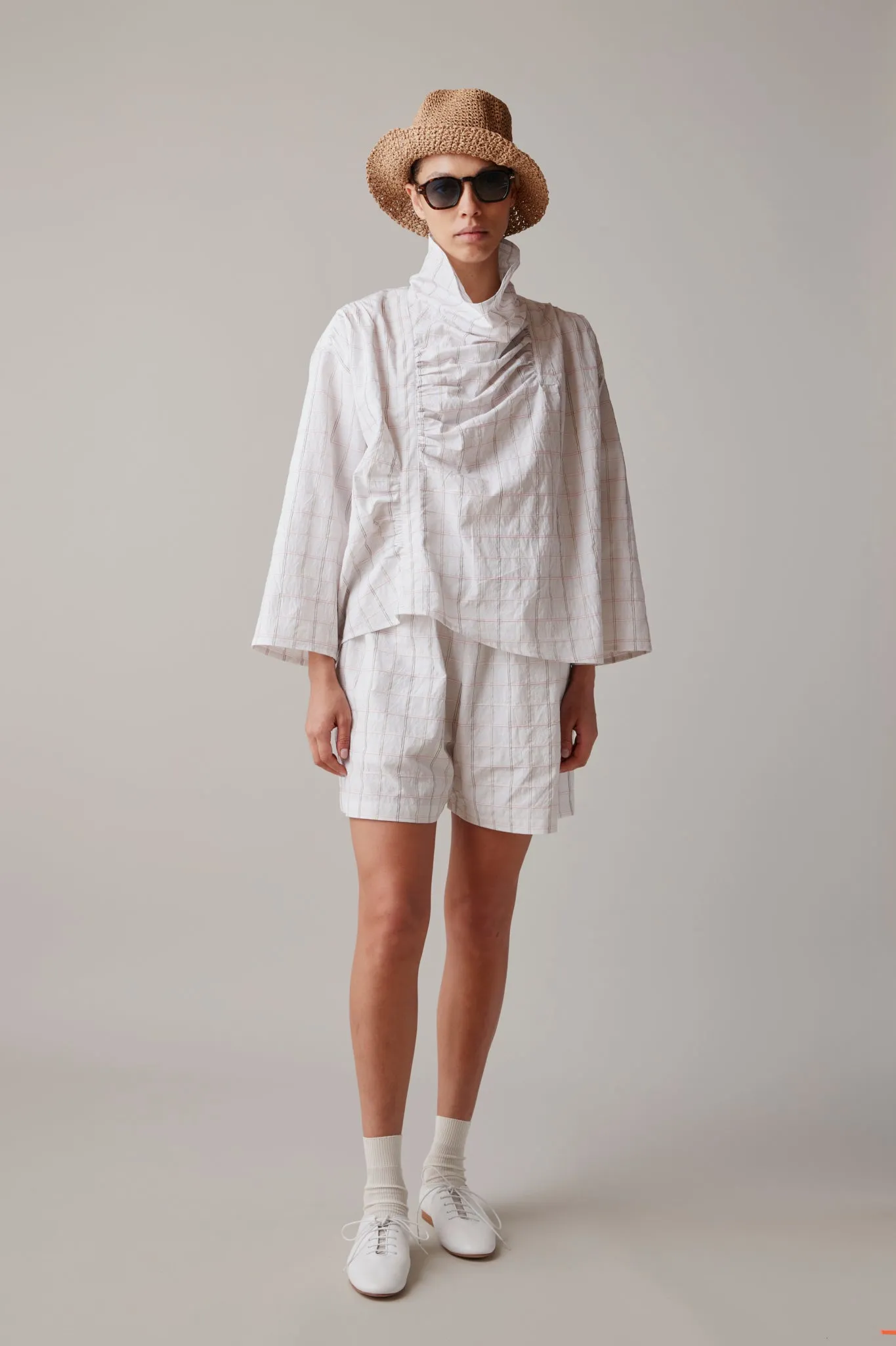 RHONDA TOP | WHITE WINDOWPANE sold by Caron Callahan product image thumbnail 4