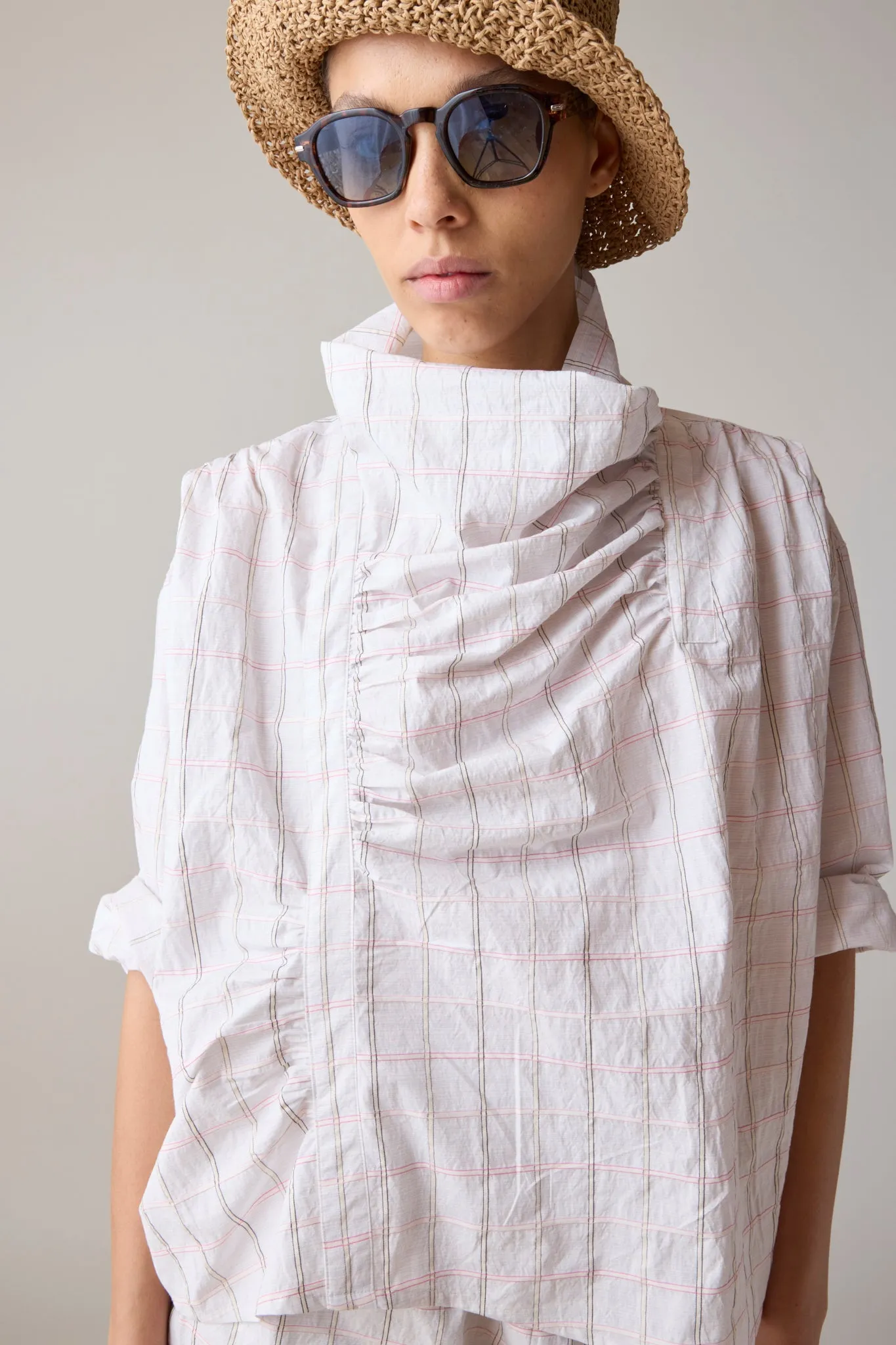 RHONDA TOP | WHITE WINDOWPANE sold by Caron Callahan
