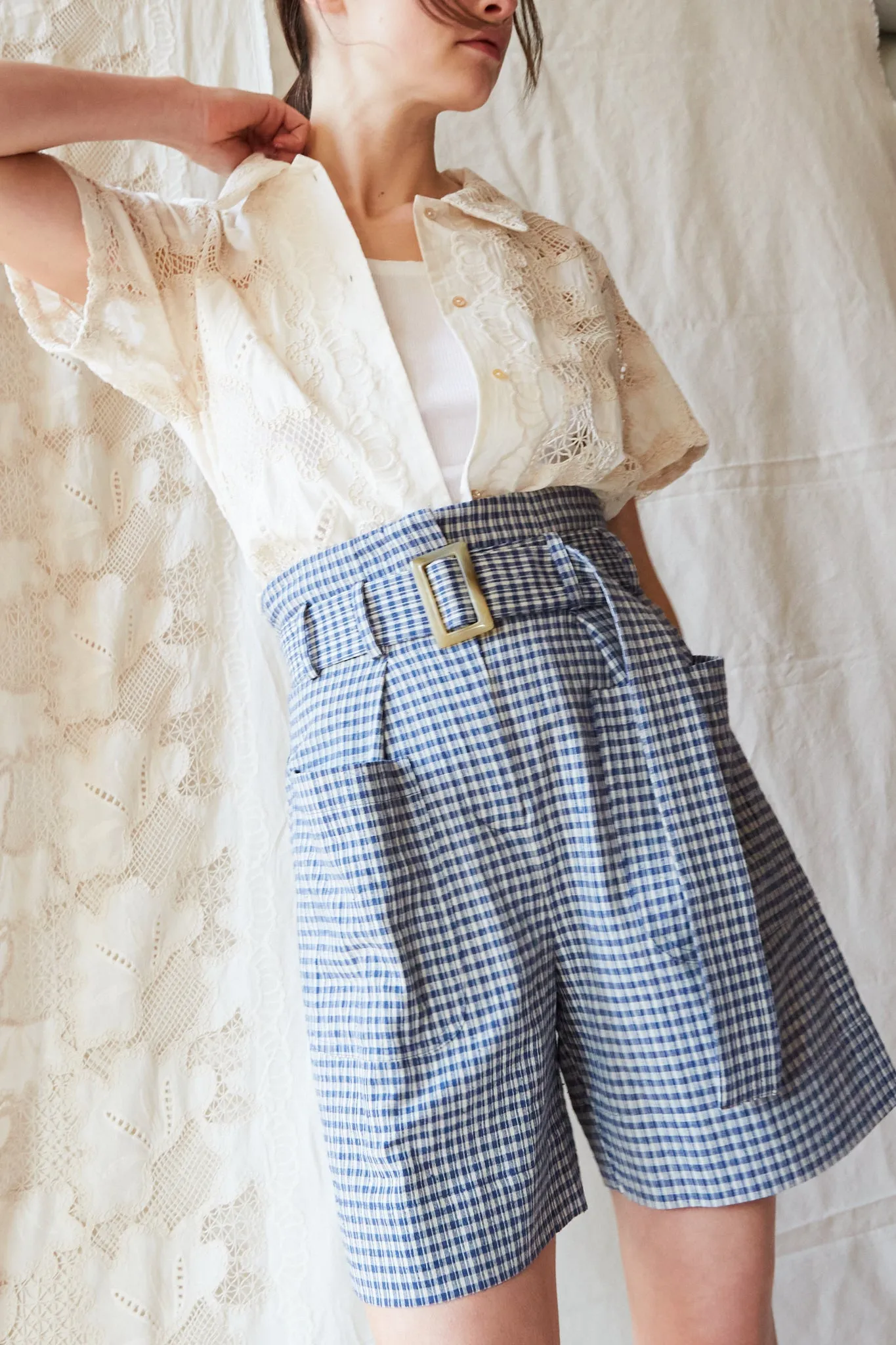 DEVON SHORT | NAVY MINI PLAID sold by Caron Callahan product image thumbnail 4
