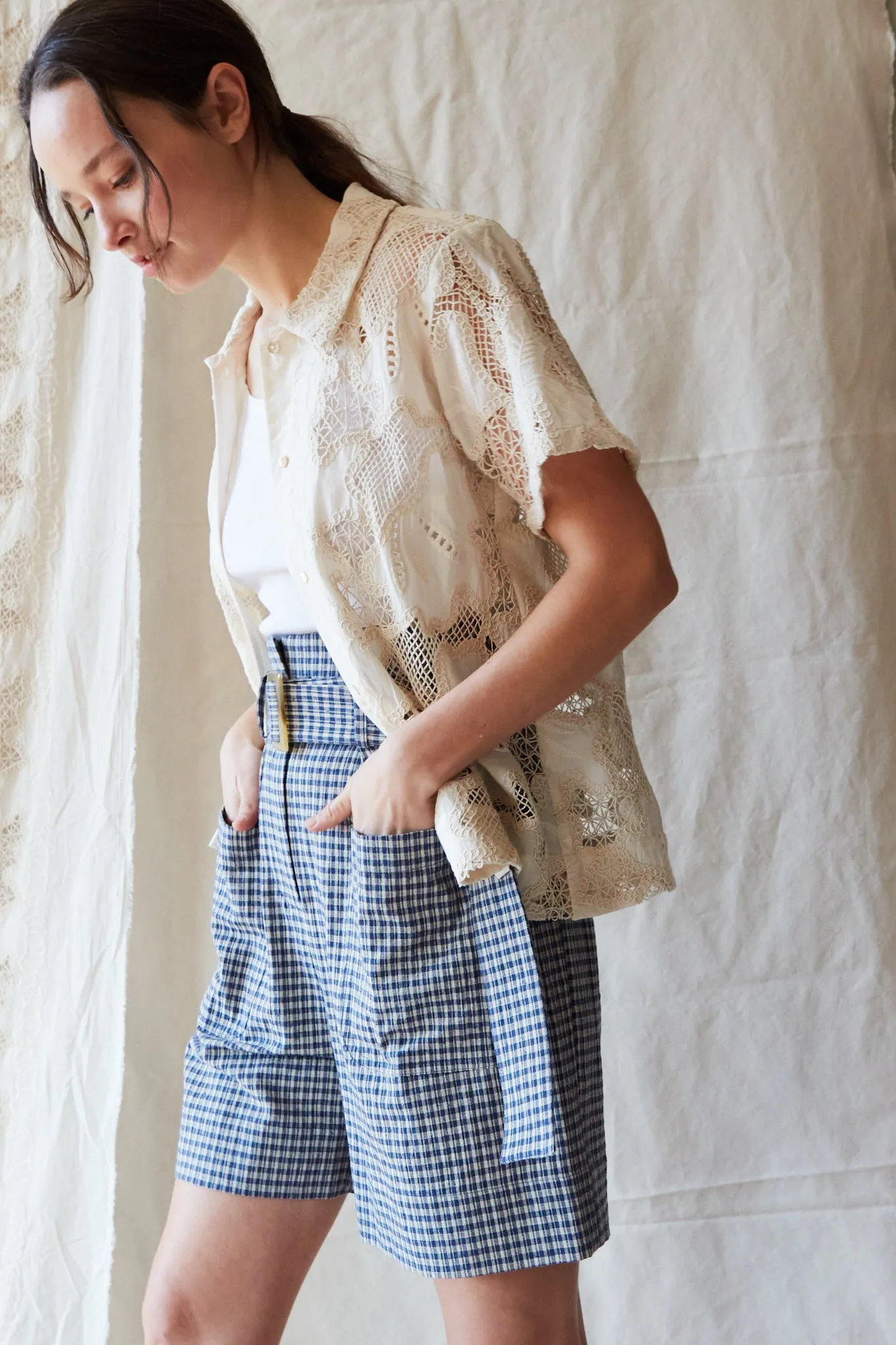 DEVON SHORT | NAVY MINI PLAID sold by Caron Callahan product image thumbnail 3