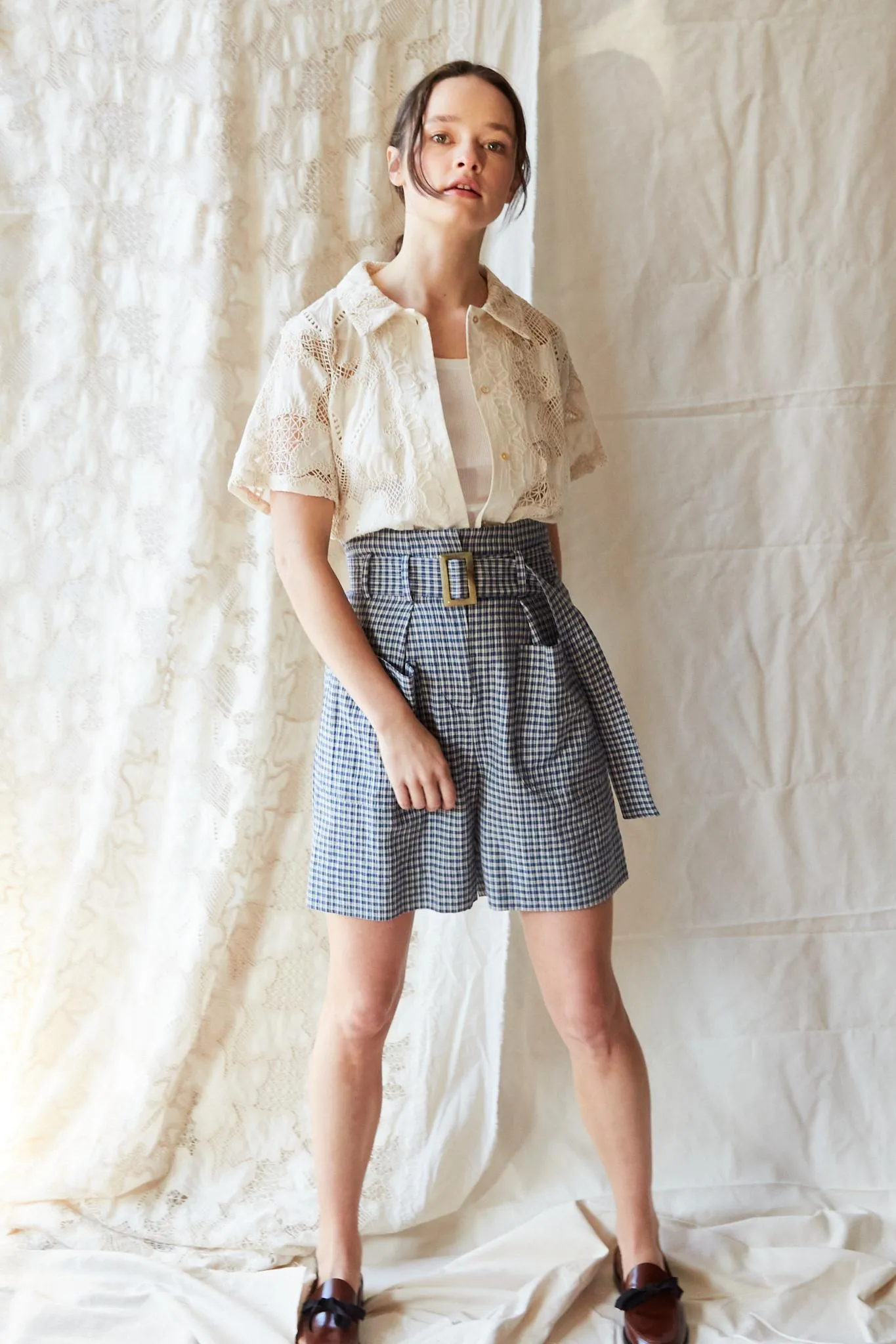 DEVON SHORT | NAVY MINI PLAID sold by Caron Callahan product image thumbnail 2