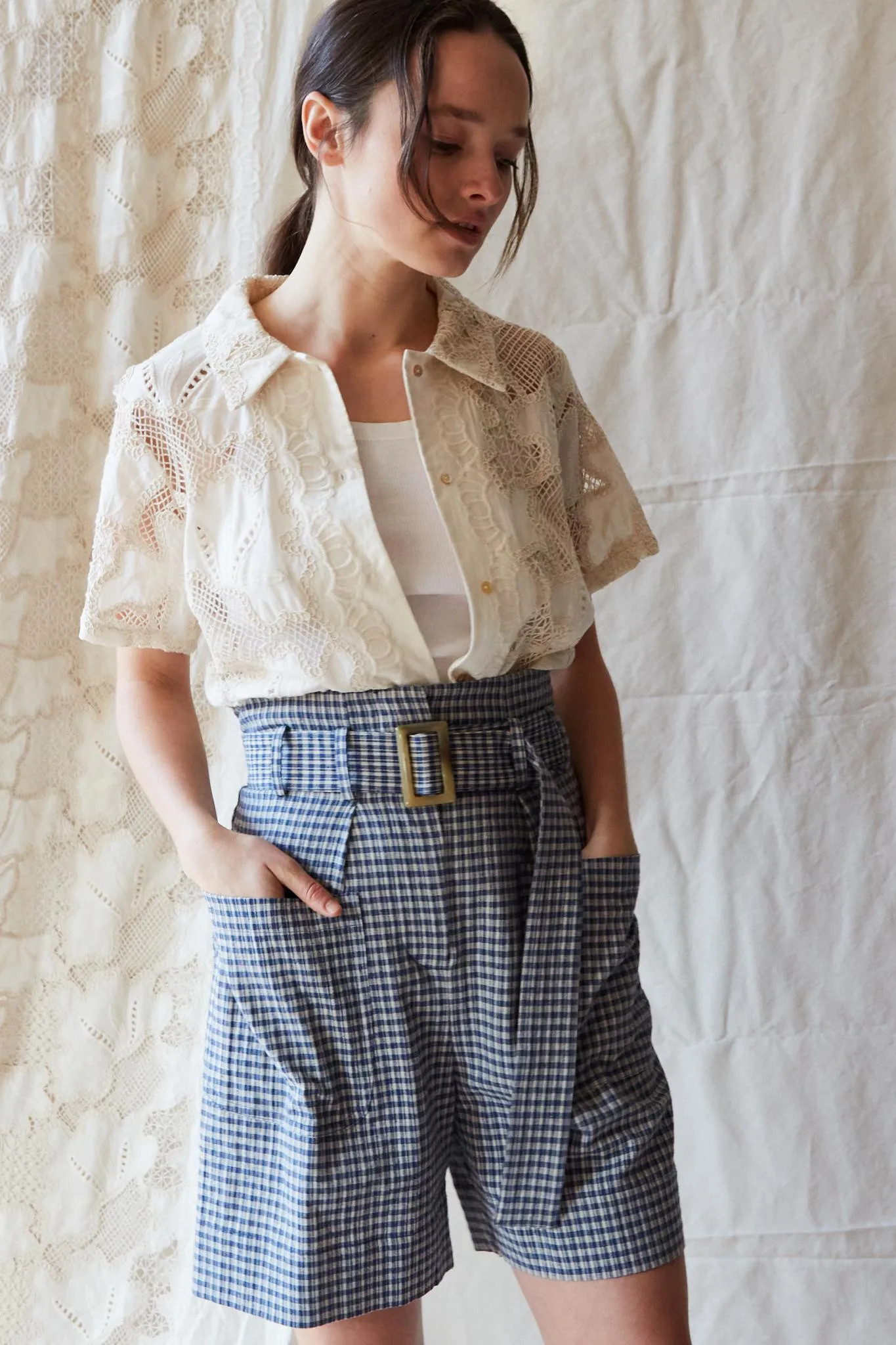 DEVON SHORT | NAVY MINI PLAID sold by Caron Callahan product image thumbnail 5