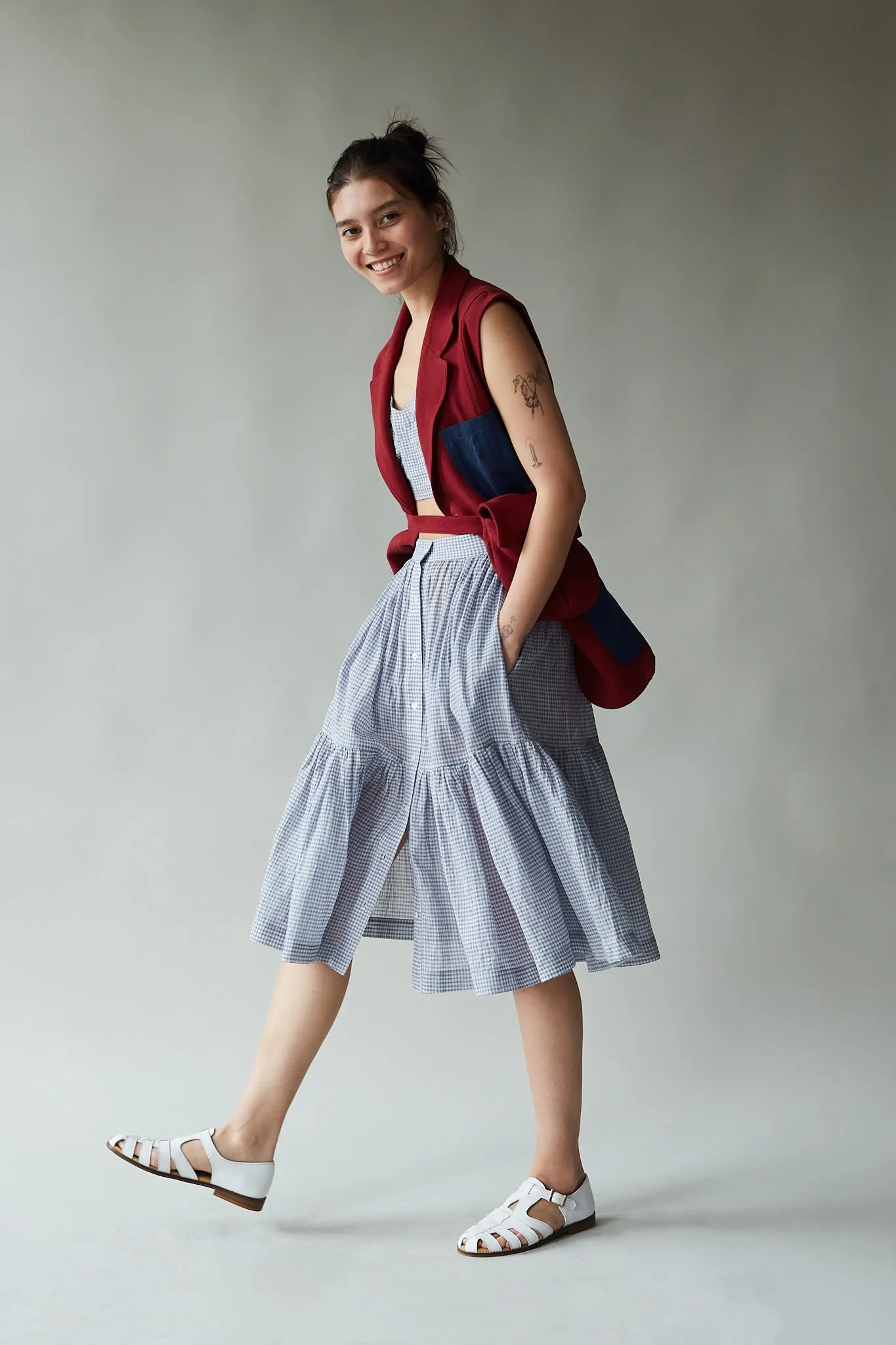 DAHLIA SKIRT | BLUE GINGHAM VOILE sold by Caron Callahan product image thumbnail 2