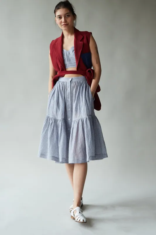 DAHLIA SKIRT | BLUE GINGHAM VOILE made by Caron Callahan