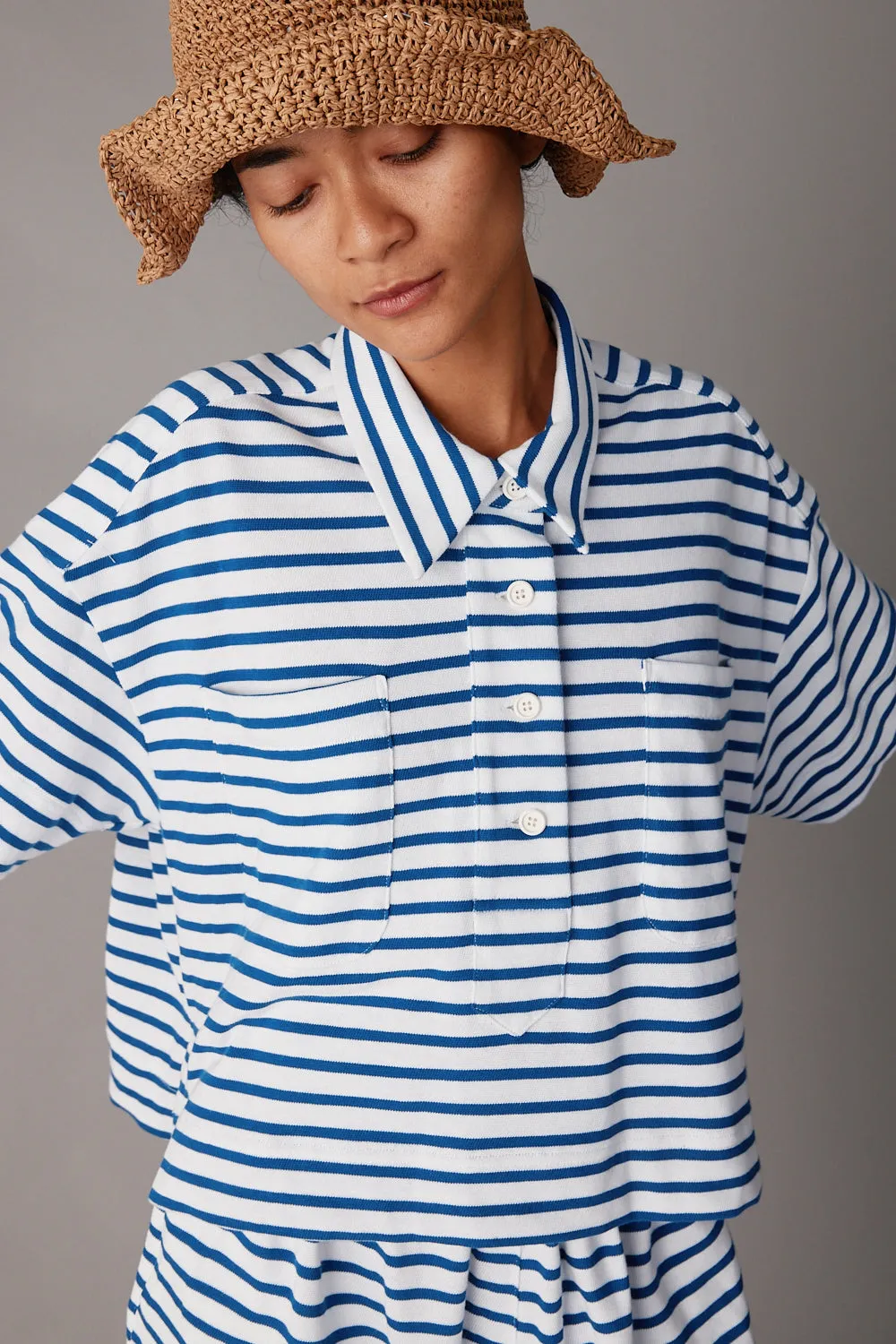 ISSA TOP | BLUE & WHITE STRIPE JERSEY sold by Caron Callahan product image thumbnail 4