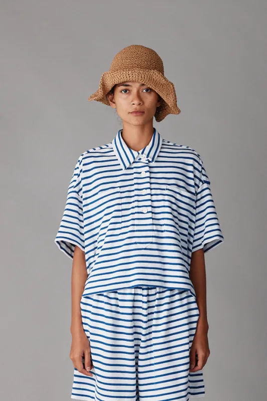 ISSA TOP | BLUE & WHITE STRIPE JERSEY made by Caron Callahan