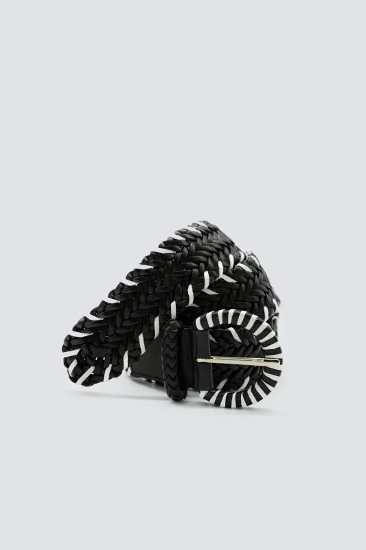 16 Ply Handwoven Belt Black/White made by Dragon Diffusion