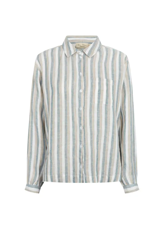Tatum W, Shirt - Dusty Blue Stripe made by MarMar