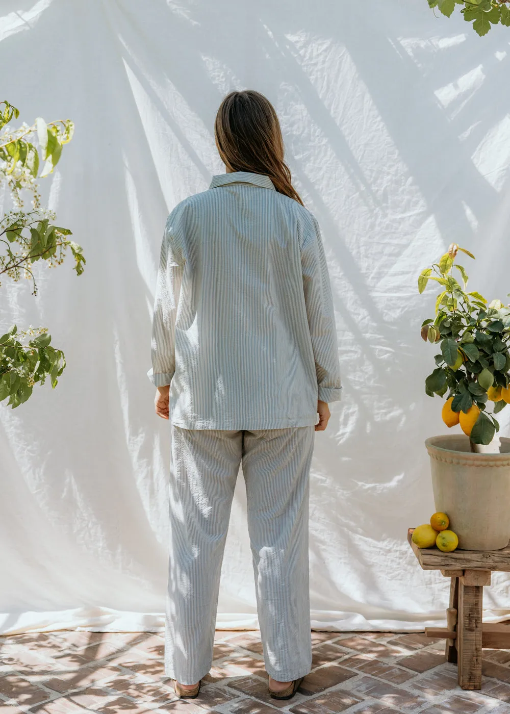 Pajama Set W, Pajama Set - Blue Stone Stripe sold by MarMar product image thumbnail 5