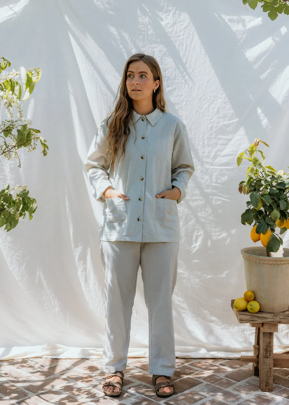 Pajama Set W, Pajama Set - Blue Stone Stripe sold by MarMar product image thumbnail 3