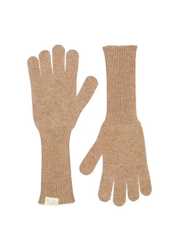 Aske Long W, Cashmere Gloves - Light Camel Melange made by MarMar