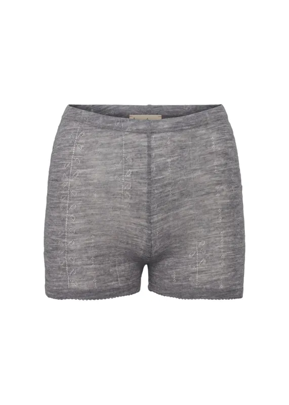 Poe W, Wool Pointelle Underpants - Grey Melange made by MarMar