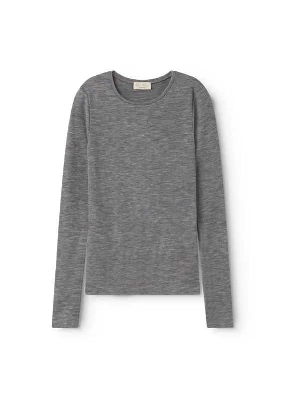 Tamra W, Wool Rib Blouse - Gray Melange sold by MarMar