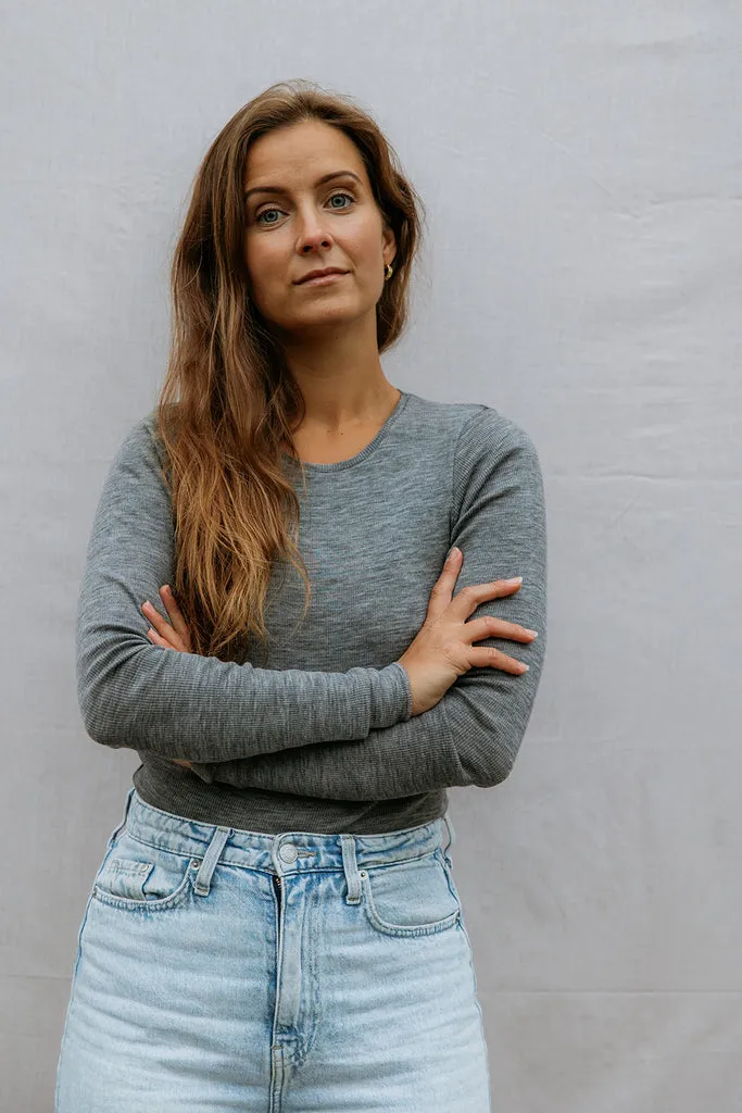 Tamra W, Wool Rib Blouse - Gray Melange sold by MarMar product image thumbnail 3