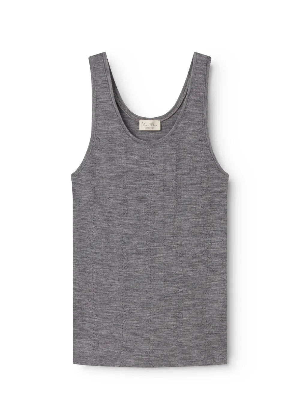 Tevo W, Wool Pointelle Undershirt - Grey Melange sold by MarMar
