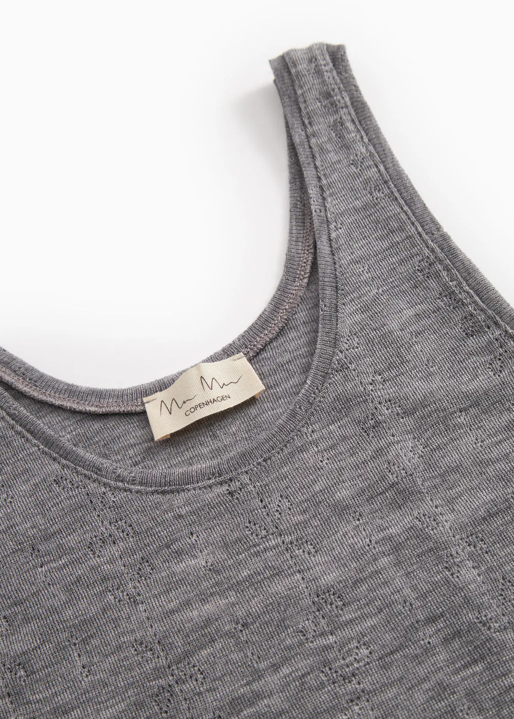 Tevo W, Wool Pointelle Undershirt - Grey Melange sold by MarMar product image thumbnail 3