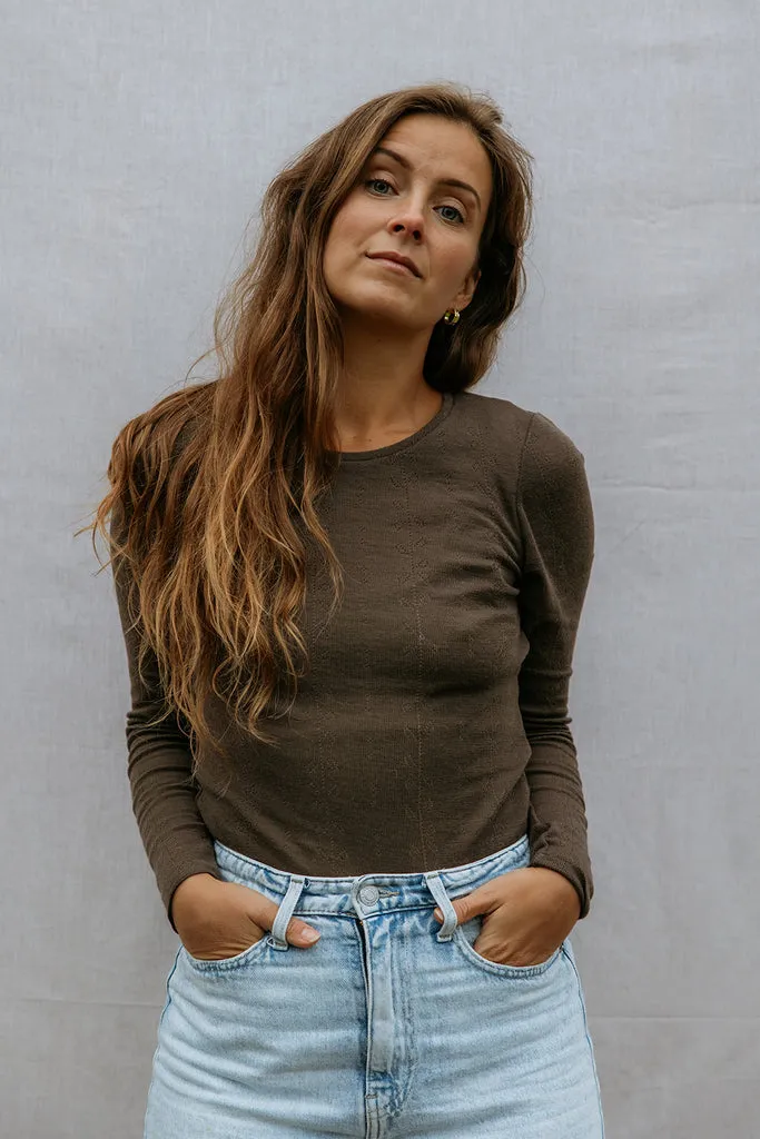 Tamra W, Wool Pointelle T-shirt - Terre sold by MarMar product image thumbnail 3