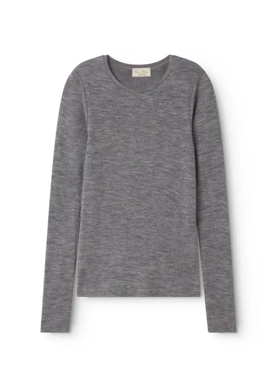 Tamra W, Wool Pointelle T-Shirt - Gray Melange made by MarMar