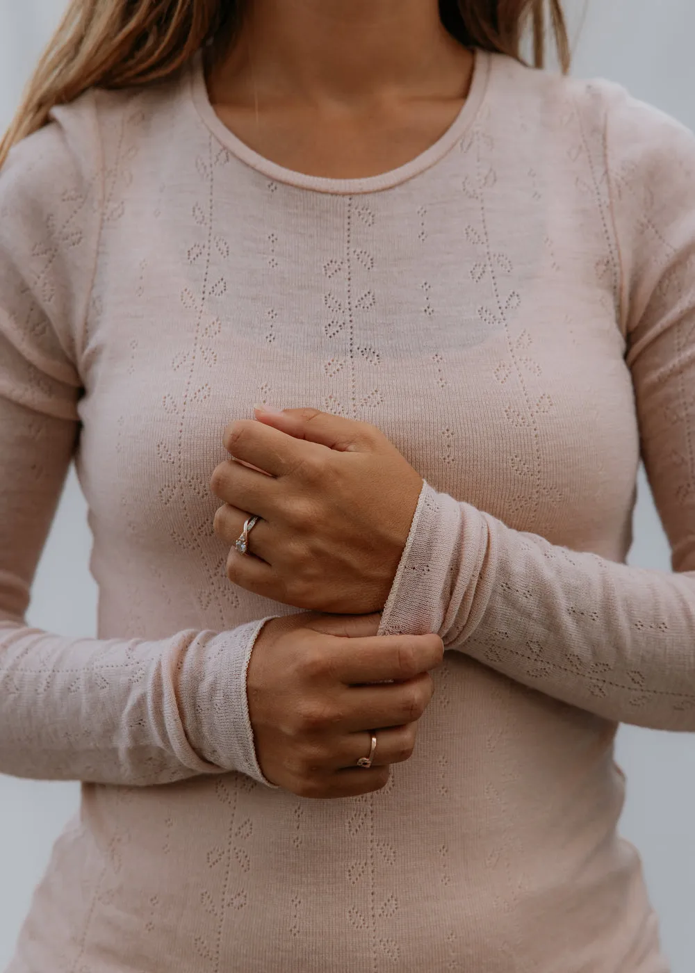 Tamra W, Wool Pointelle T-Shirt - Burnt Rose sold by MarMar product image thumbnail 3