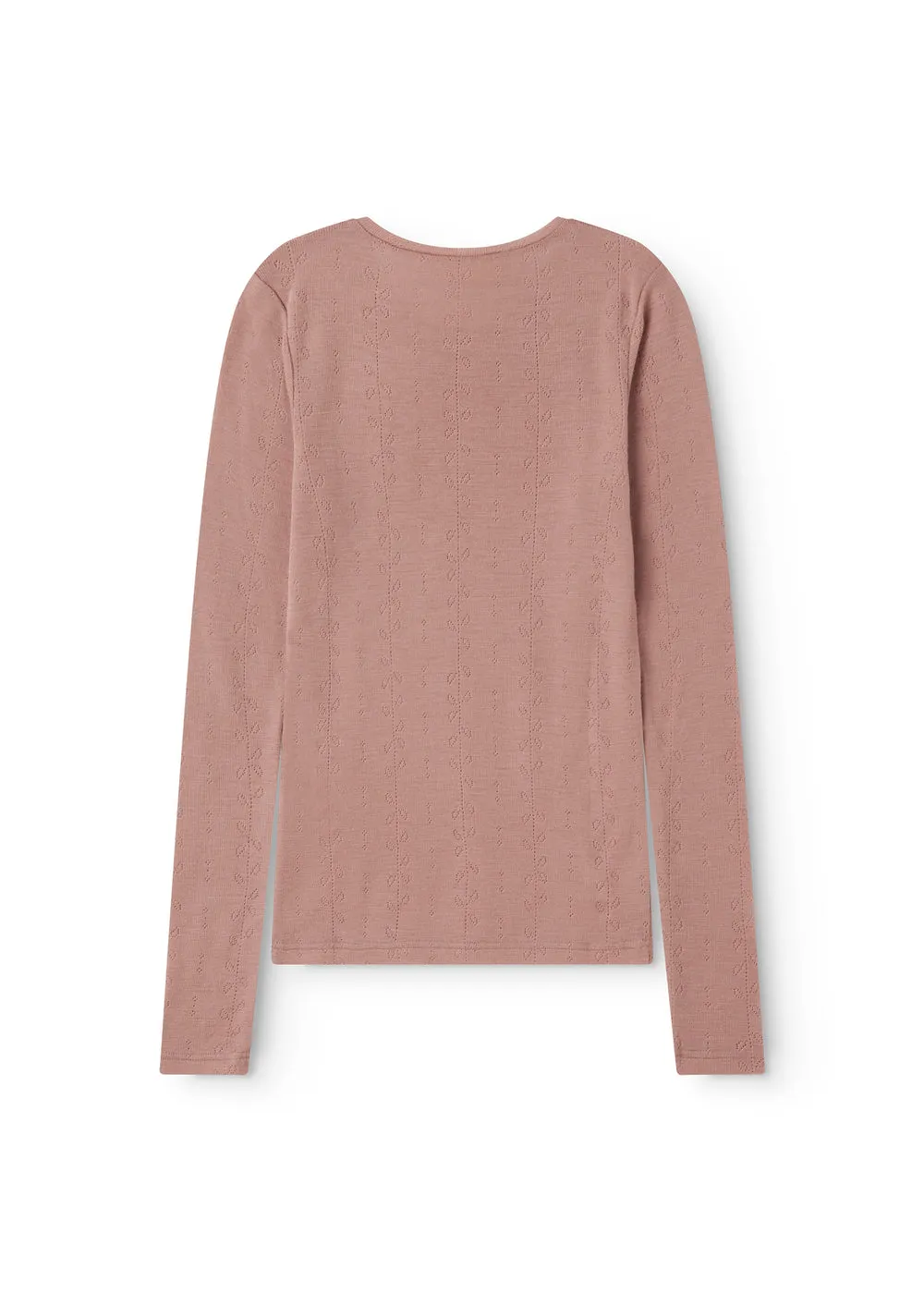 Tamra W, Wool Pointelle T-Shirt - Burnt Rose sold by MarMar product image thumbnail 2