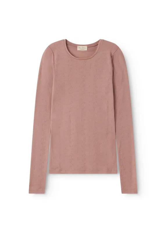 Tamra W, Wool Pointelle T-Shirt - Burnt Rose made by MarMar