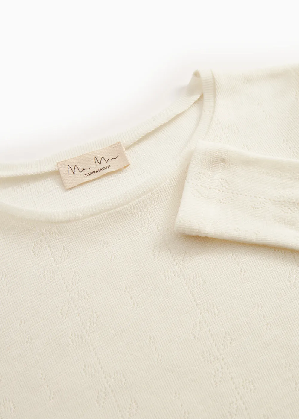 Tamra W, Wool Pointelle T-shirt - Natural sold by MarMar product image thumbnail 3