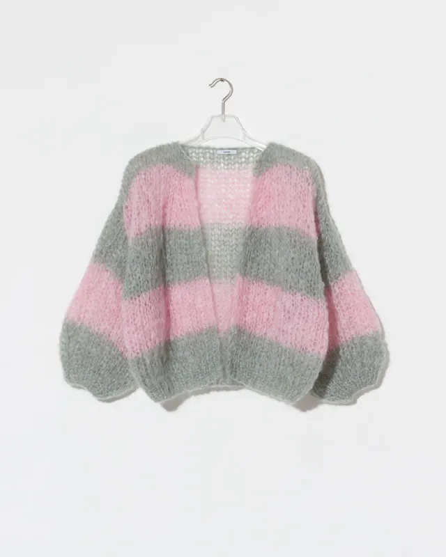 Mohair Cable Bomber Cardigan made by Maiami