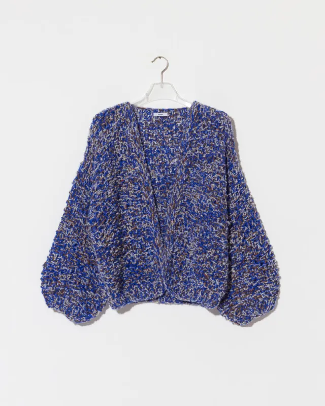 Alpaca Tweed Mix Pearl Pattern Bomber Cardigan | Sale made by Maiami