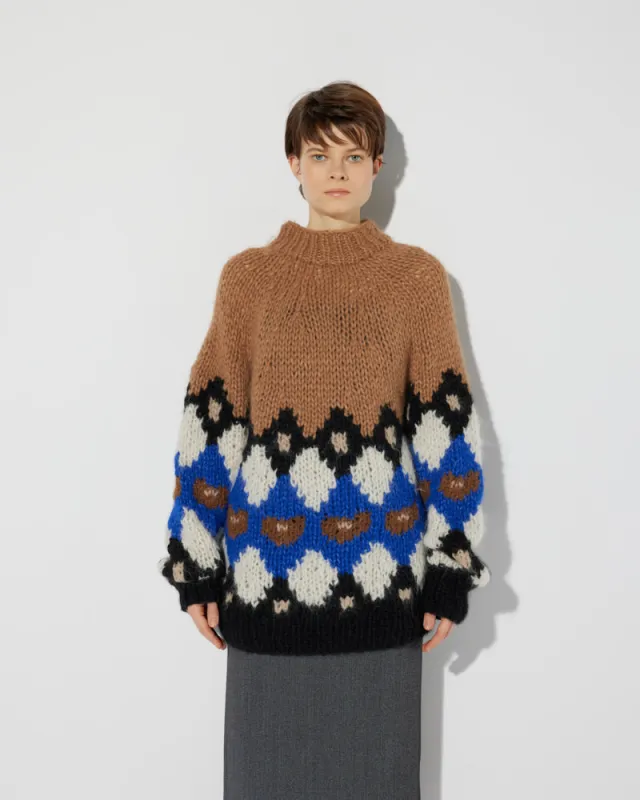 Alpaca Mix Oversized Intarsia Pullover | Sale made by Maiami