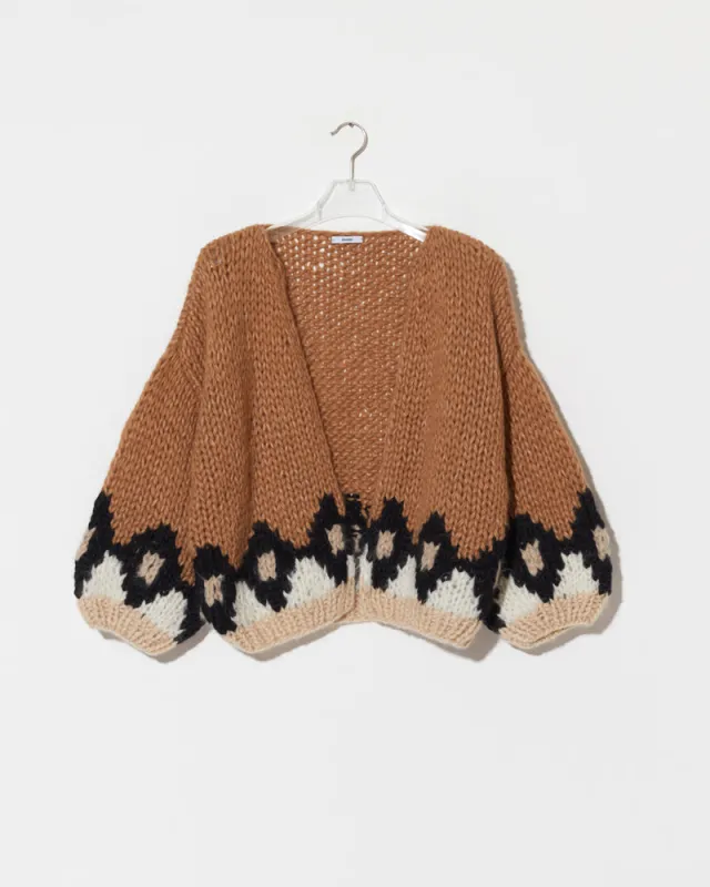 Alpaca Mix Intarsia Bomber Cardigan sold by Maiami