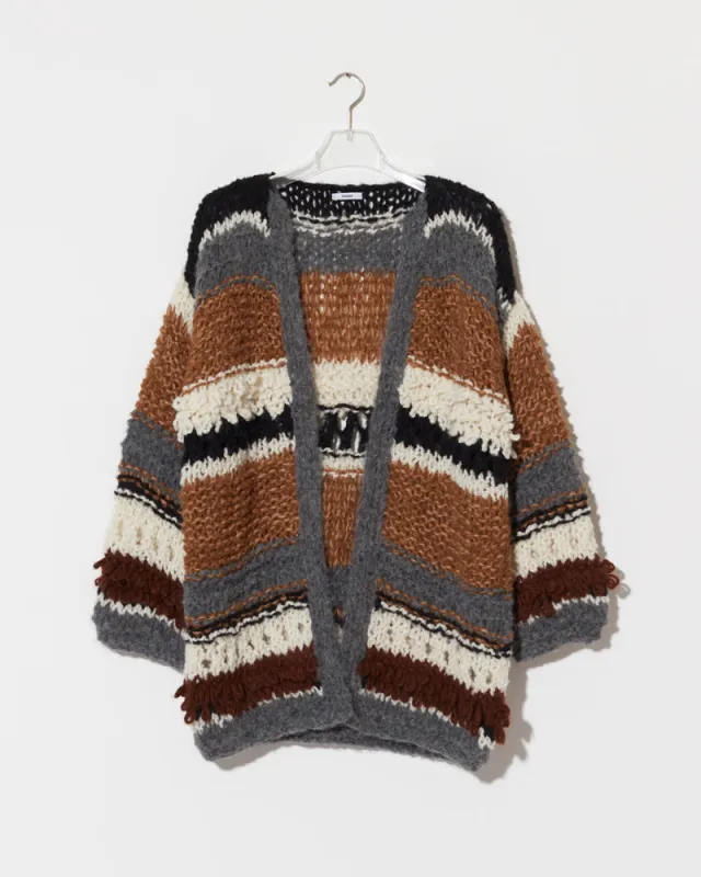 Alpaca Mix Pattern Long Cardigan | Sale made by Maiami
