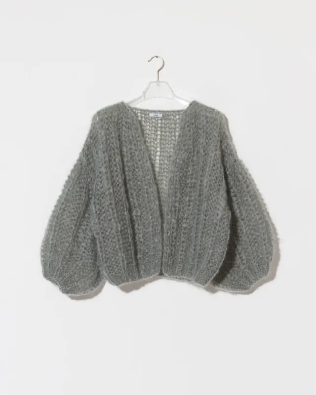 Mohair Ribbed Bomber Cardigan sold by Maiami