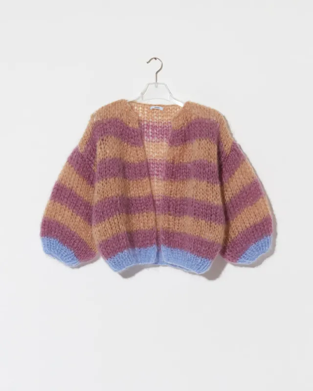 Mohair Stripes Bomber Cardigan made by Maiami