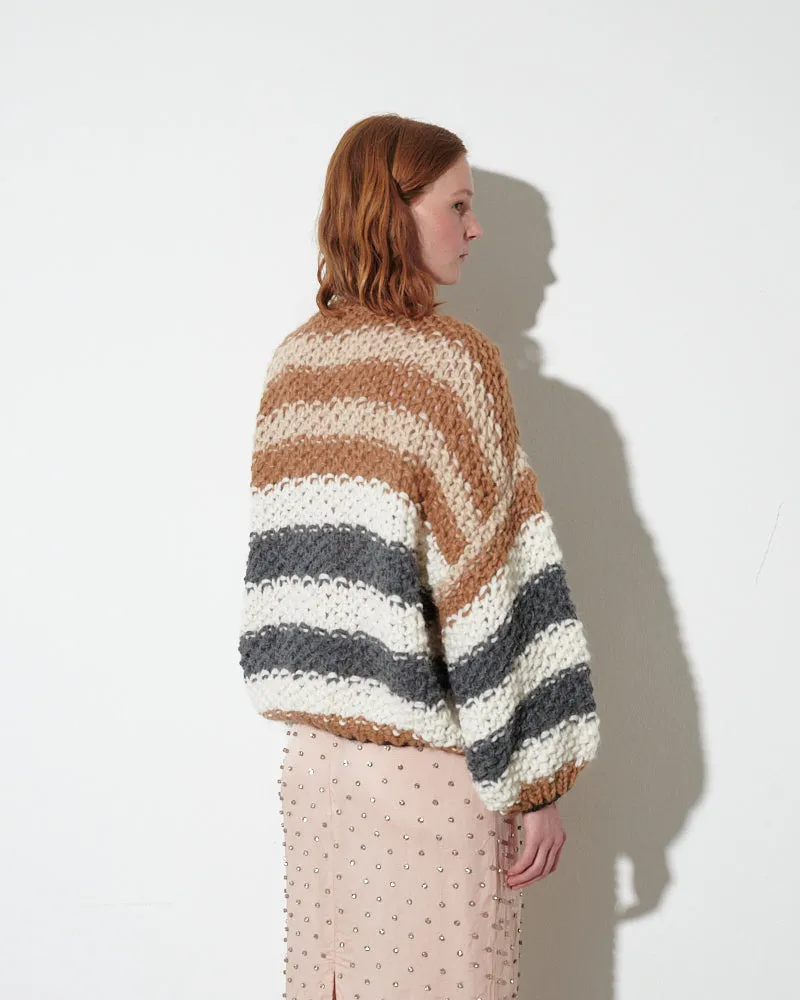 Chunky Alpaca Pearl Pattern Bomber, Striped sold by Maiami product image thumbnail 4